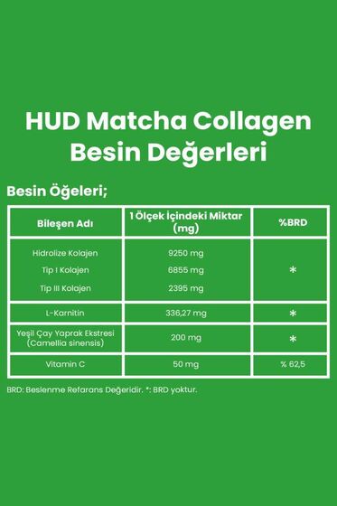 Matcha Kolajen (Tip I ve Tip III) ve Yeşil Çay Ekstresi 300 G (30 Günlük Porsiyon) - 3